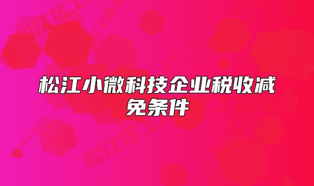松江小微科技企業(yè)稅收減免條件