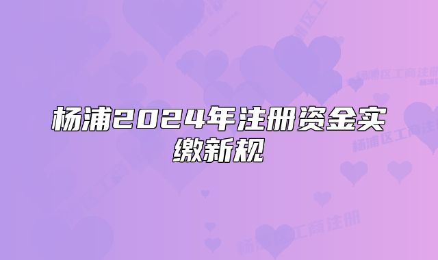 楊浦2024年注冊資金實繳新規(guī)