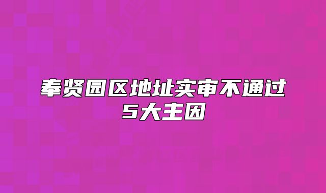 奉賢園區(qū)地址實審不通過5大主因