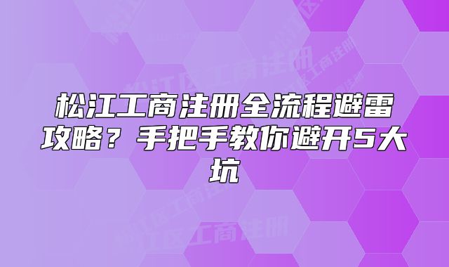松江工商注冊全流程避雷攻略？手把手教你避開5大坑