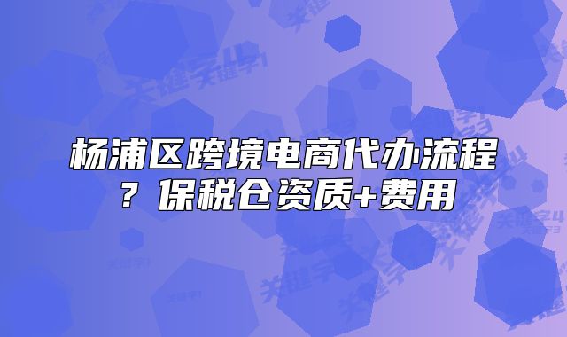 楊浦區(qū)跨境電商代辦流程？保稅倉資質(zhì)+費用