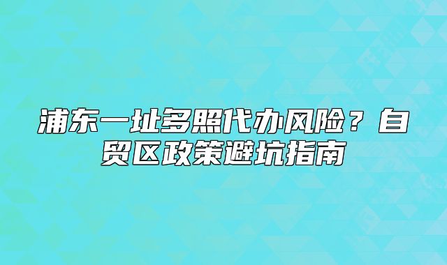 浦東一址多照代辦風險？自貿(mào)區(qū)政策避坑指南