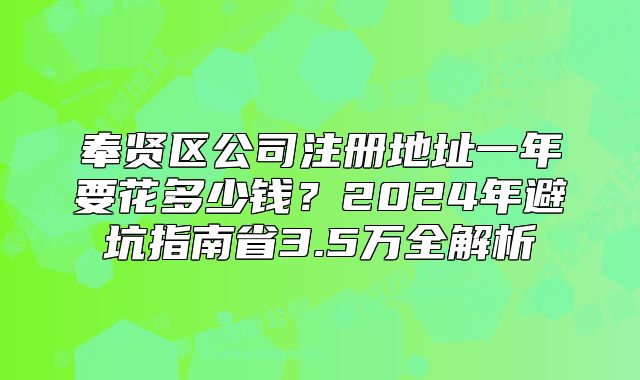 奉賢區(qū)公司注冊(cè)地址一年要花多少錢(qián)？2024年避坑指南
