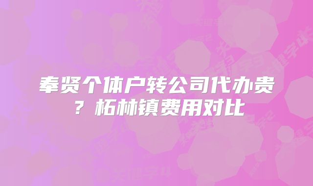 奉賢個(gè)體戶轉(zhuǎn)公司代辦貴？柘林鎮(zhèn)費(fèi)用對(duì)比