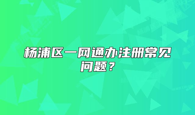 楊浦區(qū)一網(wǎng)通辦注冊常見問題？
