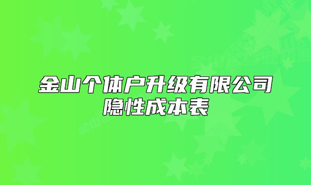 金山個體戶升級有限公司隱性成本表