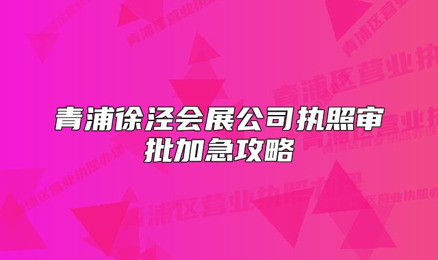 青浦徐涇會展公司執(zhí)照審批加急攻略