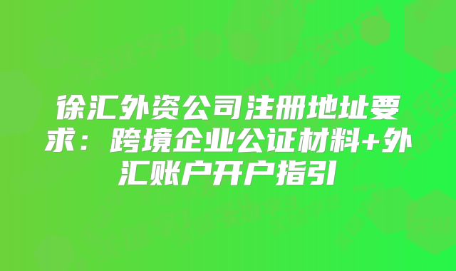 徐匯外資公司注冊地址要求：跨境企業(yè)公證材料+外匯賬戶開戶指引
