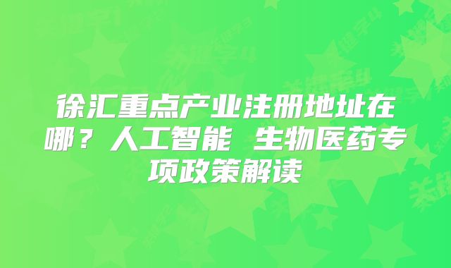 徐匯重點產(chǎn)業(yè)注冊地址在哪？人工智能 生物醫(yī)藥專項政策解讀