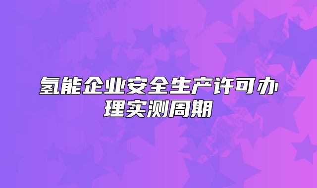 氫能企業(yè)安全生產(chǎn)許可辦理實測周期