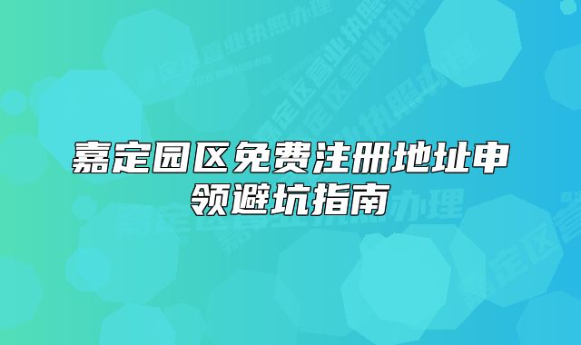 嘉定園區(qū)免費注冊地址申領避坑指南