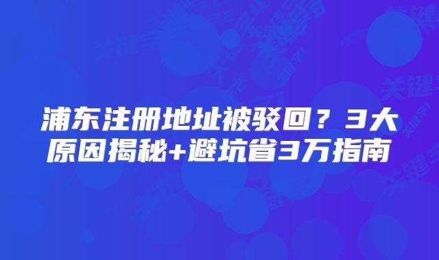 浦東注冊地址被駁回？3大原因揭秘+避坑省3萬指南