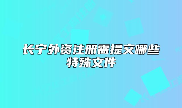 長(zhǎng)寧外資注冊(cè)需提交哪些特殊文件