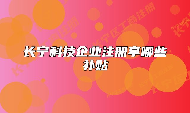 長(zhǎng)寧科技企業(yè)注冊(cè)享哪些補(bǔ)貼