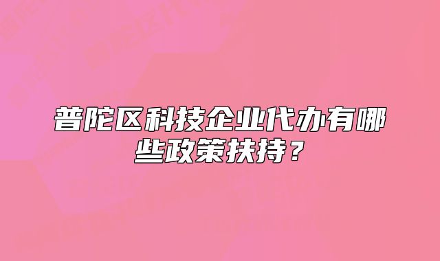 普陀區(qū)科技企業(yè)代辦有哪些政策扶持？