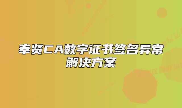 奉賢CA數(shù)字證書簽名異常解決方案