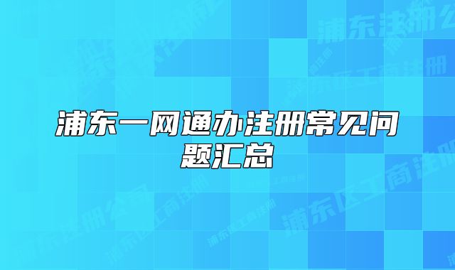 浦東一網(wǎng)通辦注冊常見問題匯總