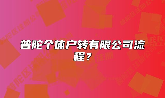普陀個體戶轉(zhuǎn)有限公司流程？