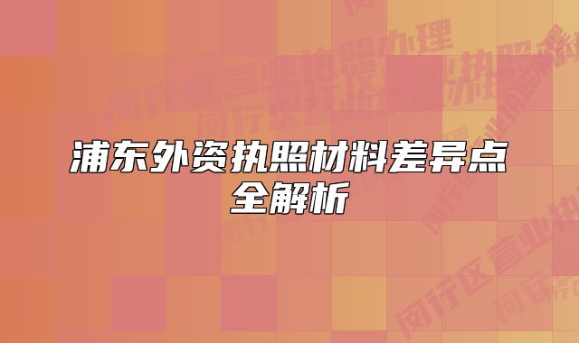 浦東外資執(zhí)照材料差異點(diǎn)全解析