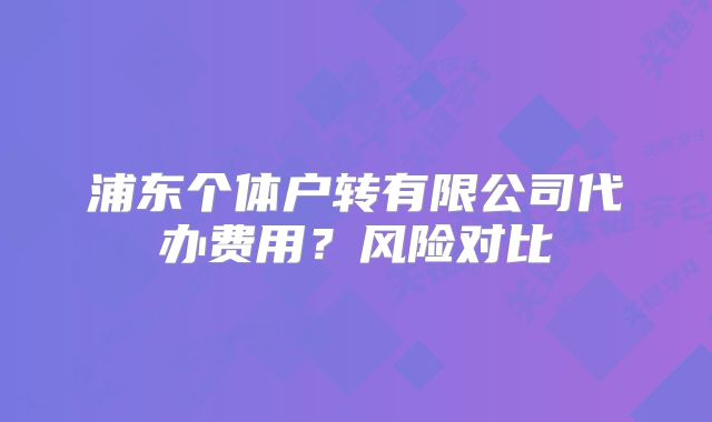 浦東個(gè)體戶(hù)轉(zhuǎn)有限公司代辦費(fèi)用？風(fēng)險(xiǎn)對(duì)比