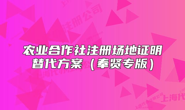 農(nóng)業(yè)合作社注冊場地證明替代方案（奉賢專版）