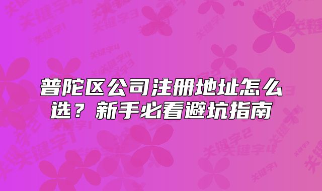 普陀區(qū)公司注冊(cè)地址怎么選？新手必看避坑指南?