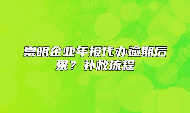 崇明企業(yè)年報代辦逾期后果?補救流程