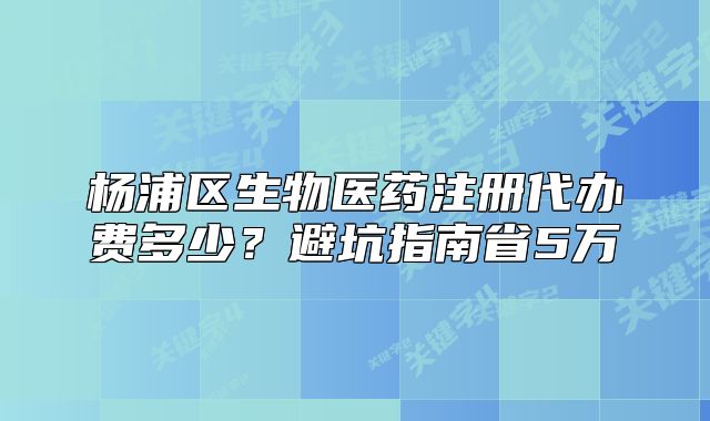 楊浦區(qū)生物醫(yī)藥注冊代辦費多少？避坑指南省5萬