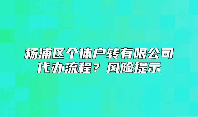 楊浦區(qū)個(gè)體戶轉(zhuǎn)有限公司代辦流程？風(fēng)險(xiǎn)提示