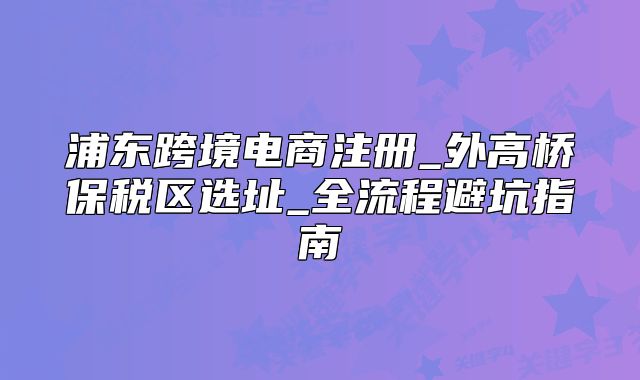 浦東跨境電商注冊(cè)_外高橋保稅區(qū)選址_全流程避坑指南