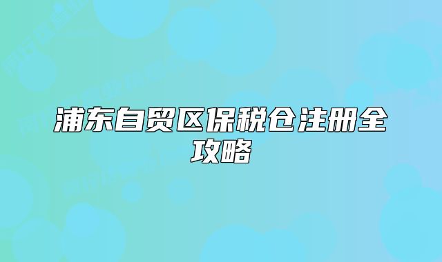 浦東自貿(mào)區(qū)保稅倉注冊全攻略