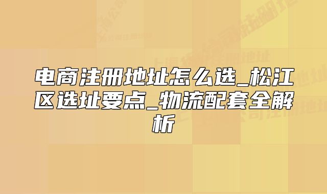 電商注冊(cè)地址怎么選_松江區(qū)選址要點(diǎn)_物流配套全解析