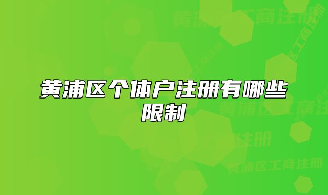 黃浦區(qū)個體戶注冊有哪些限制