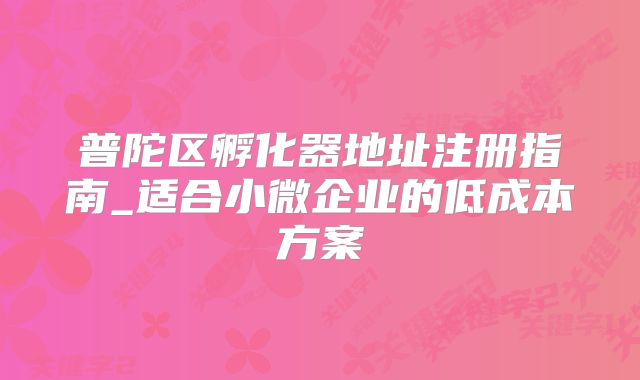 普陀區(qū)孵化器地址注冊指南_適合小微企業(yè)的低成本方案