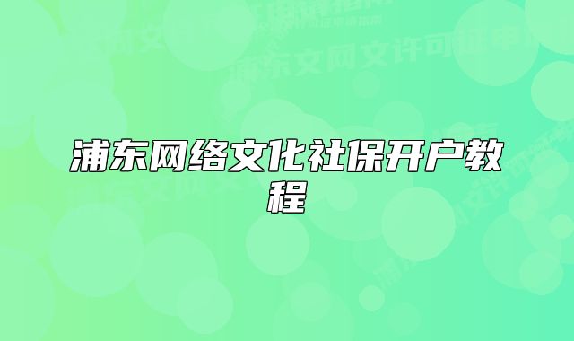 浦東網(wǎng)絡(luò)文化社保開戶教程