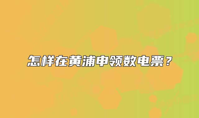 怎樣在黃浦申領(lǐng)數(shù)電票？
