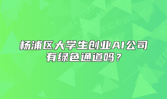 楊浦區(qū)大學(xué)生創(chuàng)業(yè)AI公司有綠色通道嗎？