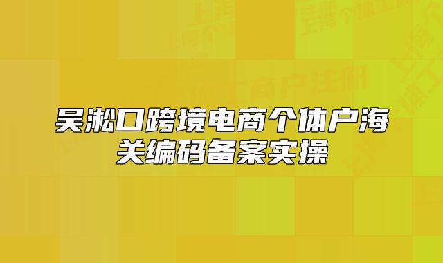 吳淞口跨境電商個(gè)體戶海關(guān)編碼備案實(shí)操
