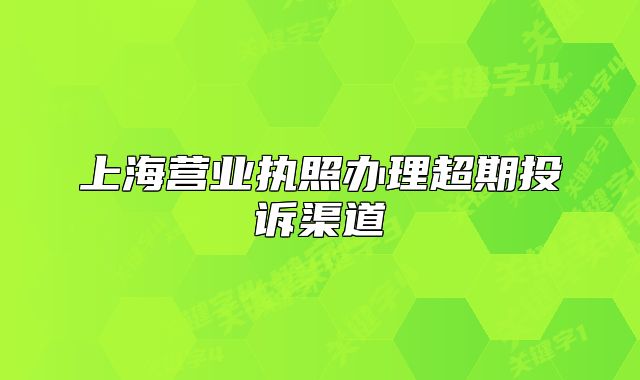 上海營(yíng)業(yè)執(zhí)照辦理超期投訴渠道