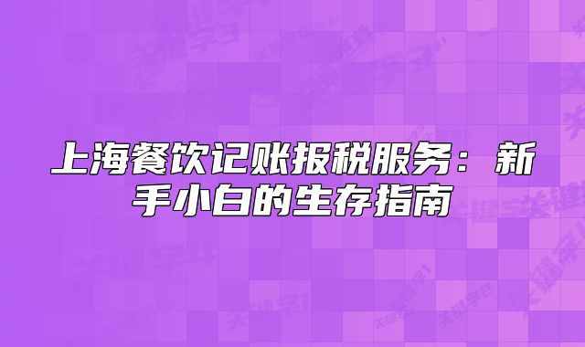 上海餐飲記賬報(bào)稅服務(wù)：新手小白的生存指南