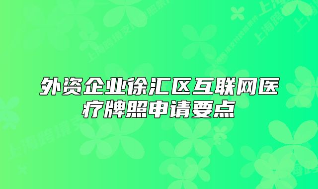 外資企業(yè)徐匯區(qū)互聯(lián)網(wǎng)醫(yī)療牌照申請要點
