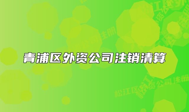 青浦區(qū)外資公司注銷清算