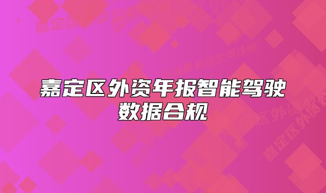 嘉定區(qū)外資年報智能駕駛數(shù)據(jù)合規(guī)