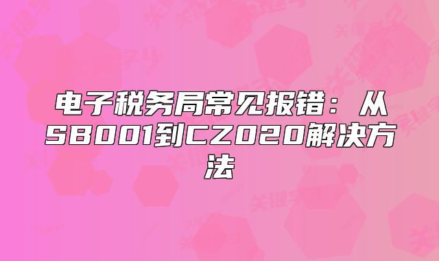 電子稅務(wù)局常見(jiàn)報(bào)錯(cuò)：從SB001到CZ020解決方法