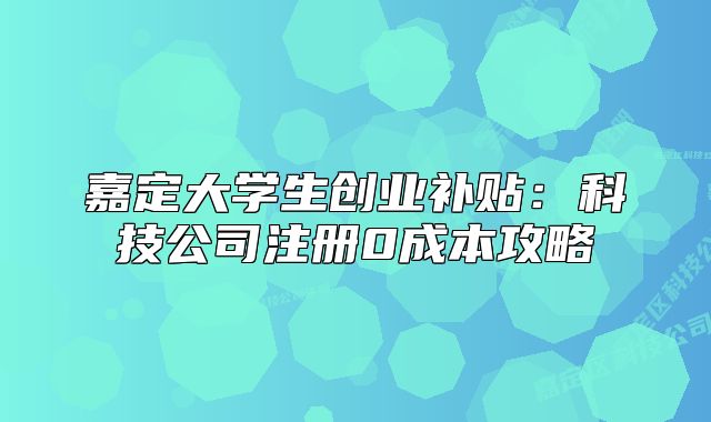 嘉定大學(xué)生創(chuàng)業(yè)補(bǔ)貼：科技公司注冊(cè)0成本攻略