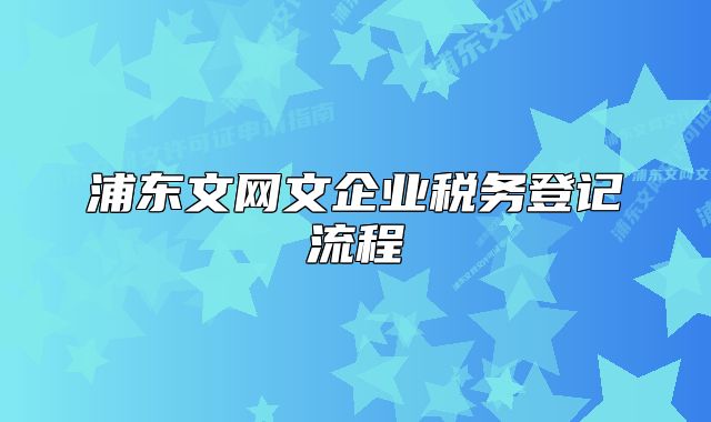 浦東文網(wǎng)文企業(yè)稅務(wù)登記流程
