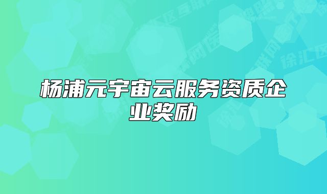 楊浦元宇宙云服務資質(zhì)企業(yè)獎勵