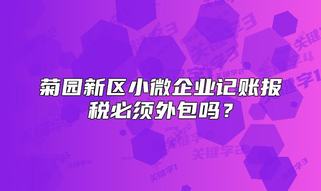 菊?qǐng)@新區(qū)小微企業(yè)記賬報(bào)稅必須外包嗎？