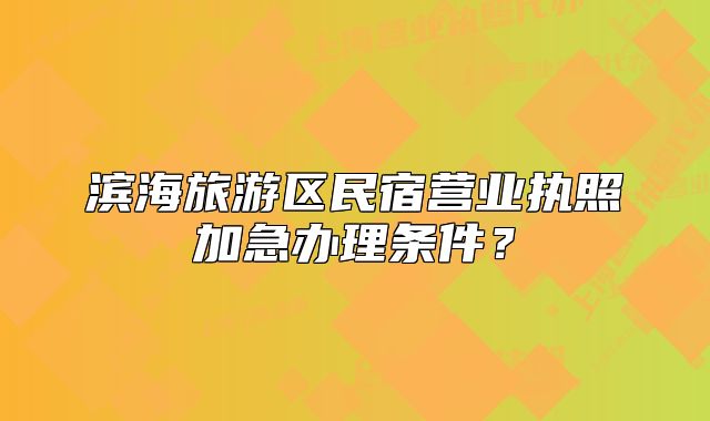 濱海旅游區(qū)民宿營業(yè)執(zhí)照加急辦理條件？