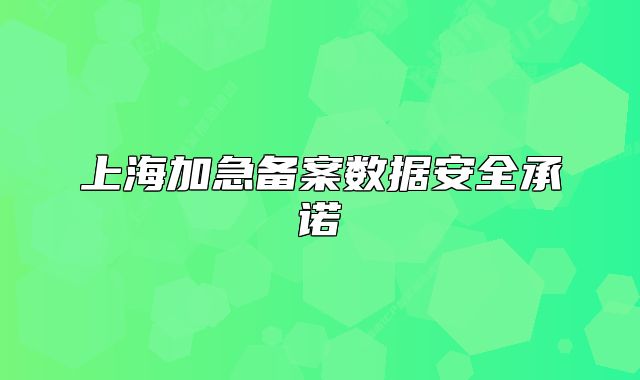 上海加急備案數(shù)據(jù)安全承諾